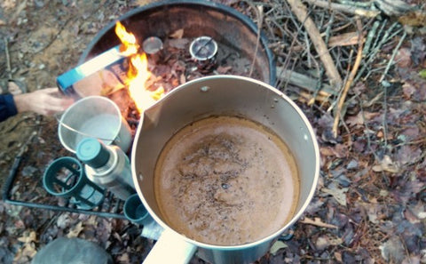 Add coffee grounds to the pot and wait a few minutes before pressing.