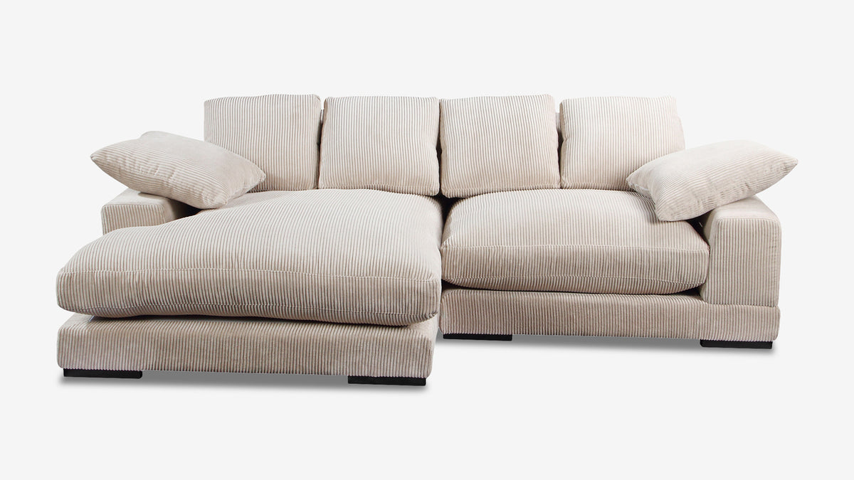 Plush Reversible Deep Seat Sectional Sofa, Cappuccino Modholic