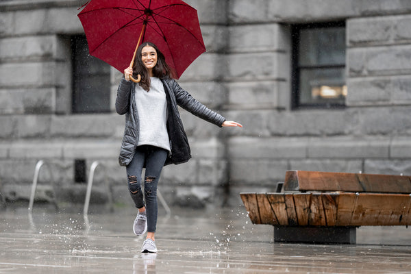 Women wearing Vessi rain shoes