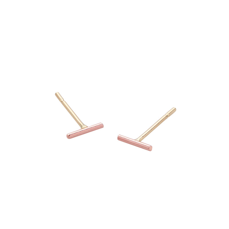 Thin Round Bar Stud- 14K Gold