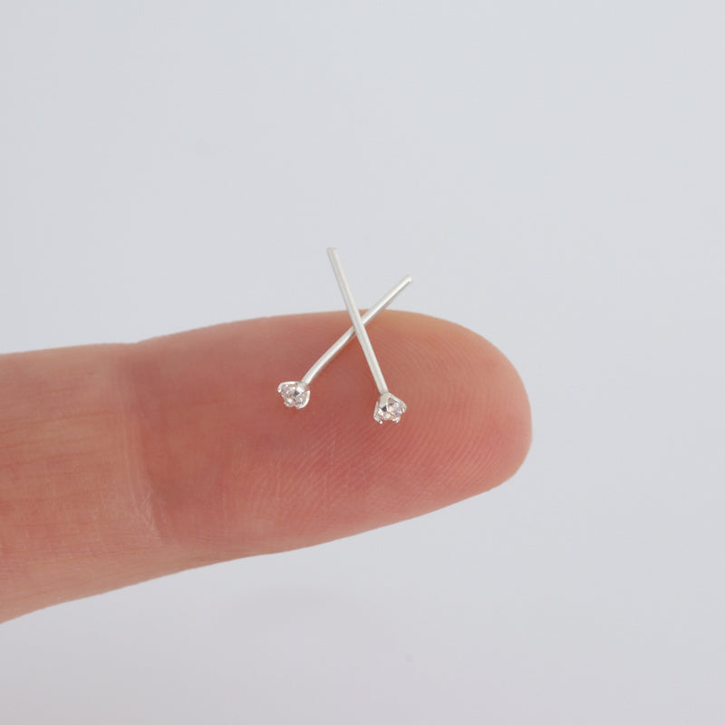 Tiny 1.5mm CZ Stud Earrings