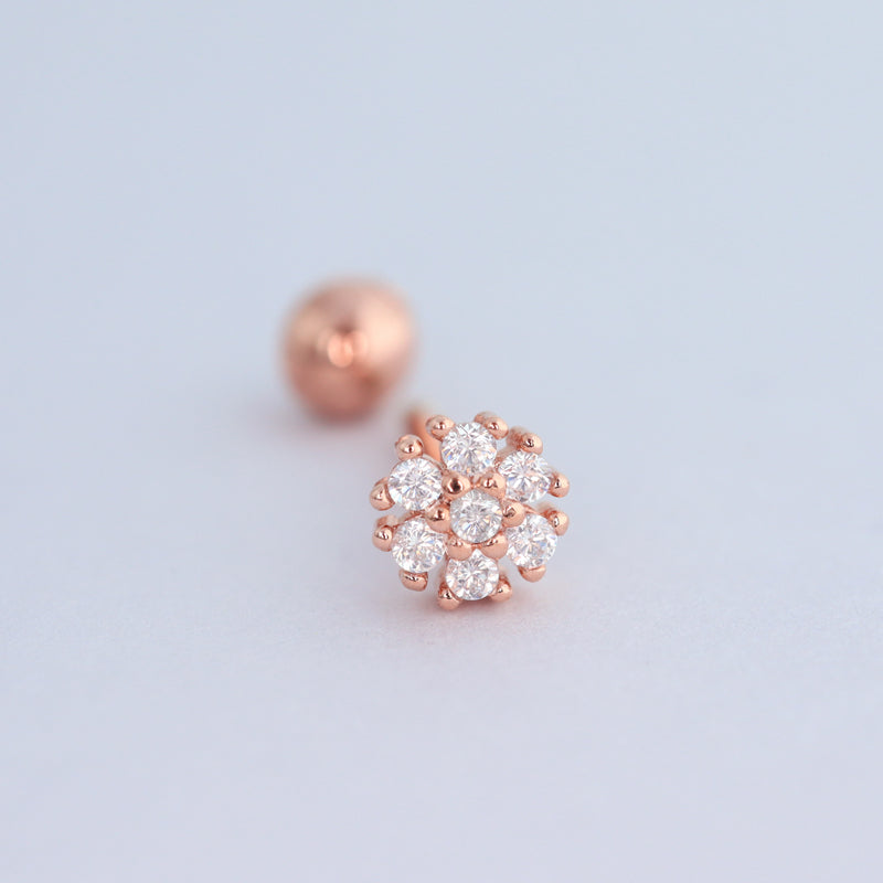 CZ Flower Cartilage Piercing- Sterling Silver