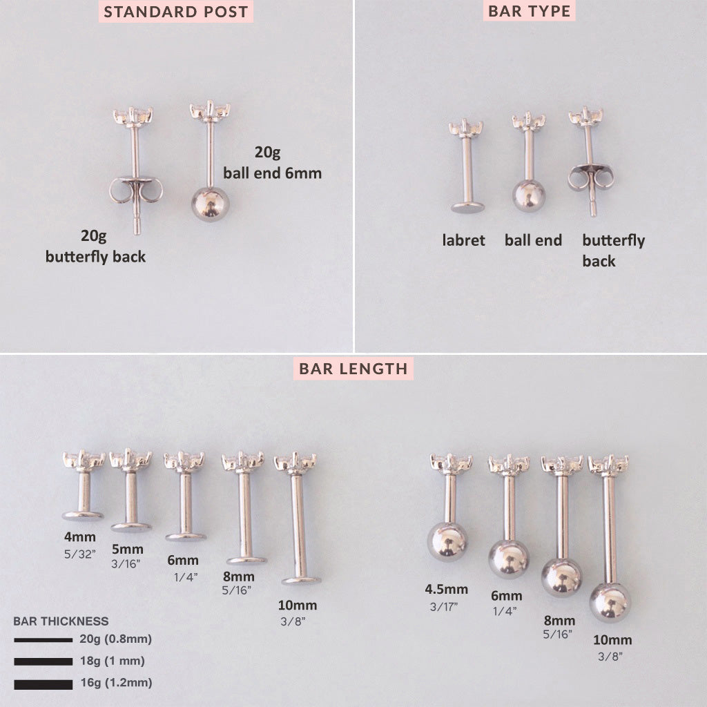 Mix CZ Curved Bar Stud