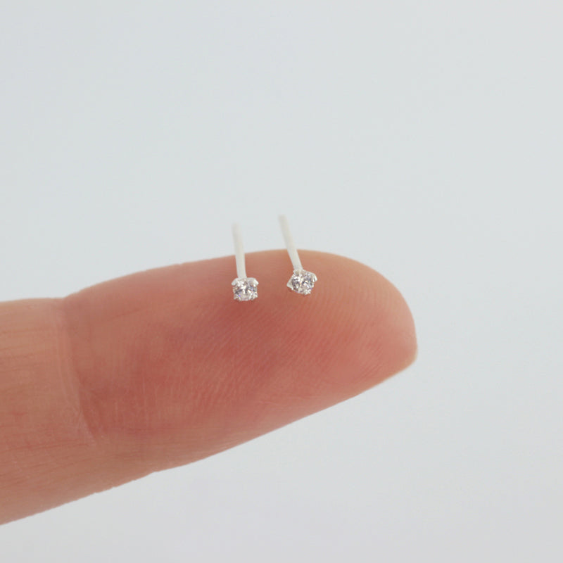 Tiny 1.5mm CZ Stud Earrings