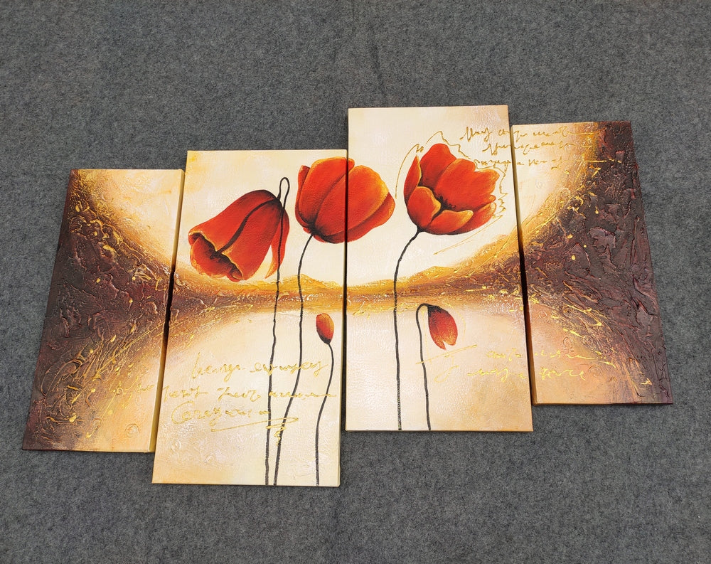 Red Tulip Flower Painting, Acrylic Flower Painting, Canvas Painting for Bedroom, Buy Paintings Online