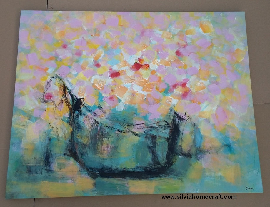 Flower canvas art, bedroom canvas painting, large painting