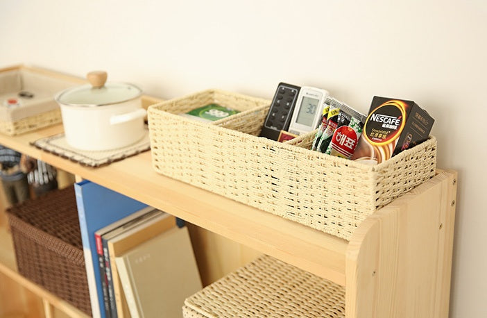 Woven Straw basket with 3 Compartments