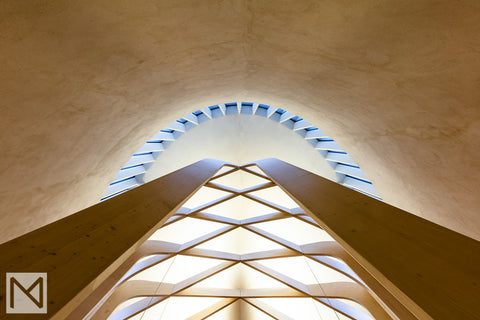View up the rear wall of Bishop Edward King Chapel © Nick Miners Photography