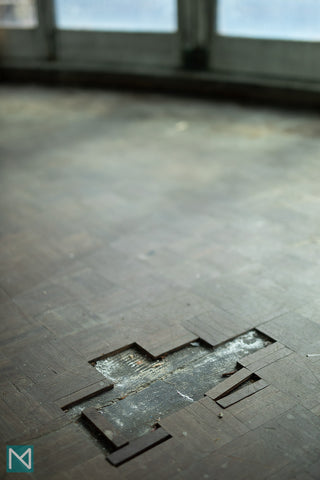 Damaged flooring in the rotunda at Saltdean Lido