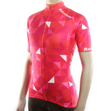 Maillot manche courte vélo cyclisme femme motif triangles rouge rose shop Start-to-Train