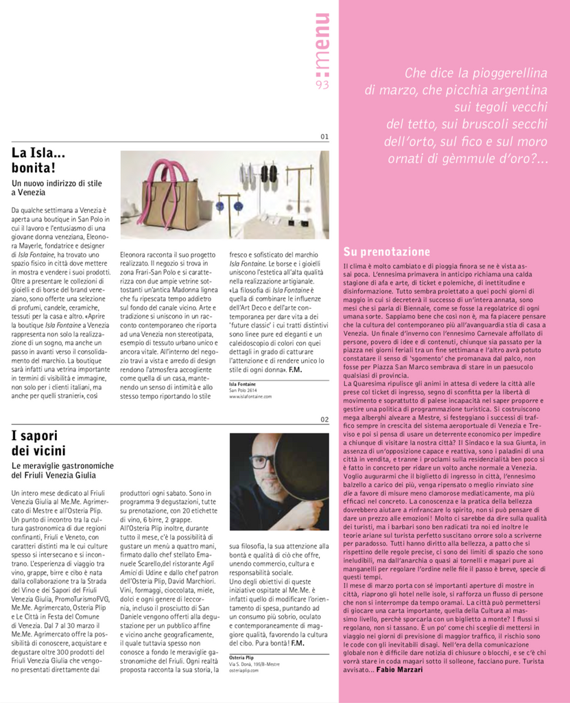 Isla Fontaine store on Venezia News Magazine