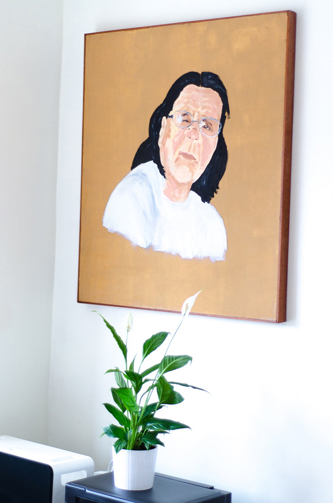 large portrait painting in living room - oil painting flavia bernardes art