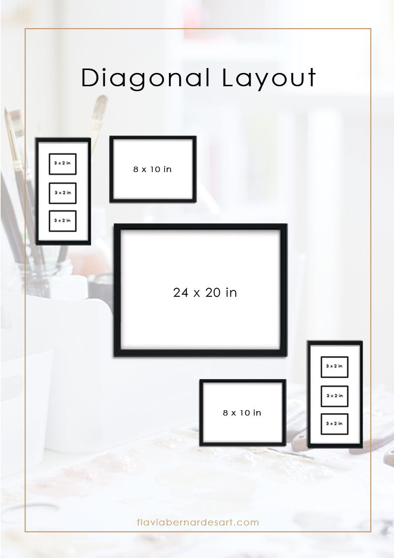 how to create a gallery wall - diagonal composition