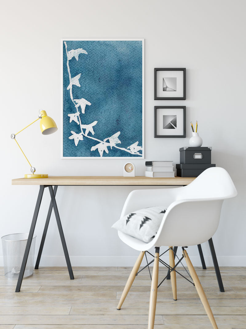 large-botanical-watercolor-print-hanging-on-study-room - 7 ways art can improve your room decor