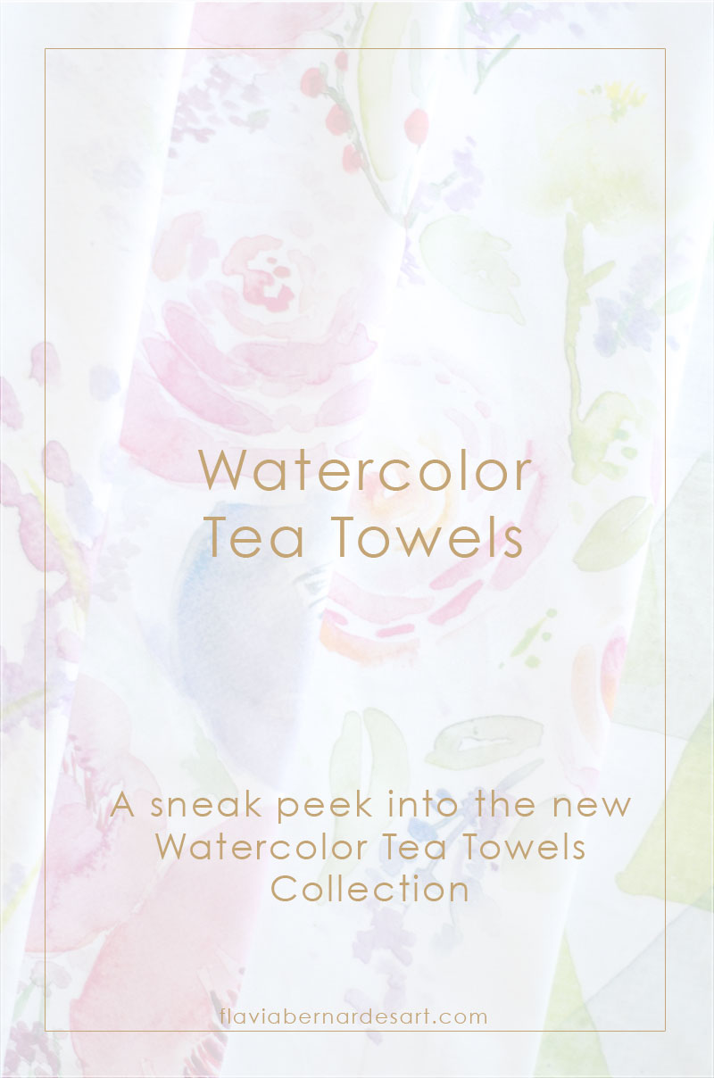 watercolor tea towels collection Flavia Bernardes Art