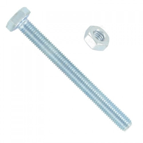 M10 X 100 Hex Bolts & Nuts Zinc 2pc