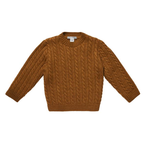 Rust Cable sweater strik fra Denmark børn - Lillepip.dk