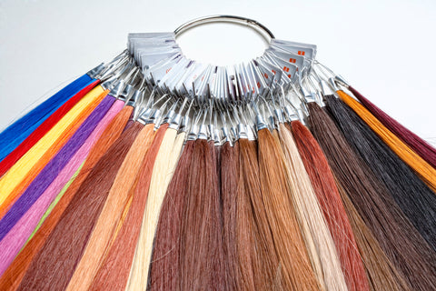 color ring with different colored hair extension strands