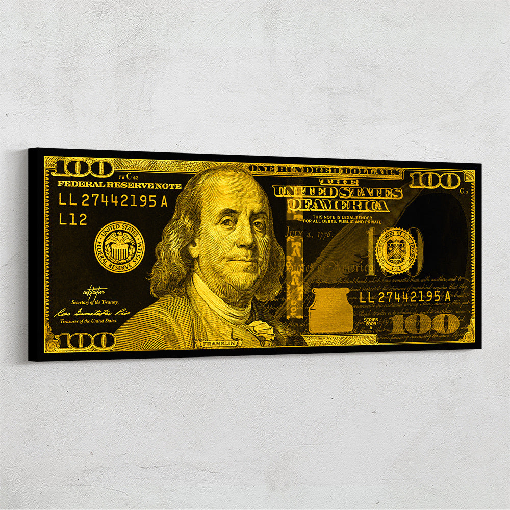 Powerful black & gold $100 bill money art | Inktuitive
