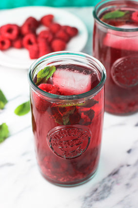 fruit-infused iced tea with raspberries