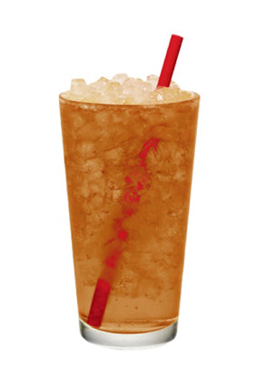 iced ginger slush in clear glass with straw