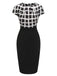 Black & White 1950s Plaid High Waist Dress