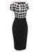 Black & White 1950s Plaid High Waist Dress