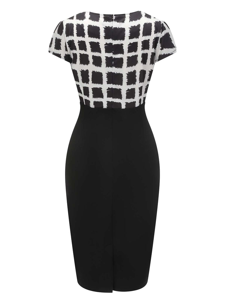 Black & White 1950s Plaid High Waist Dress