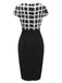 Black & White 1950s Plaid High Waist Dress