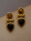 Brown & Black Retro Water Drop Earrings