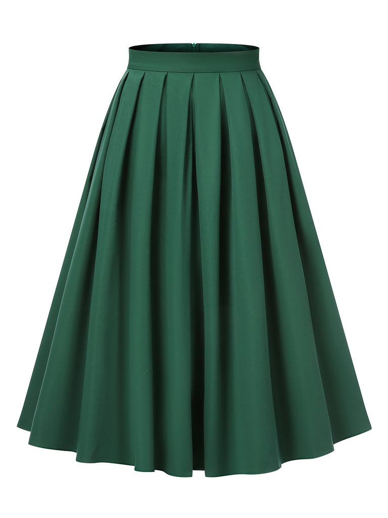 [Pre-sale] Green 1950s Solid Pleated Skirts