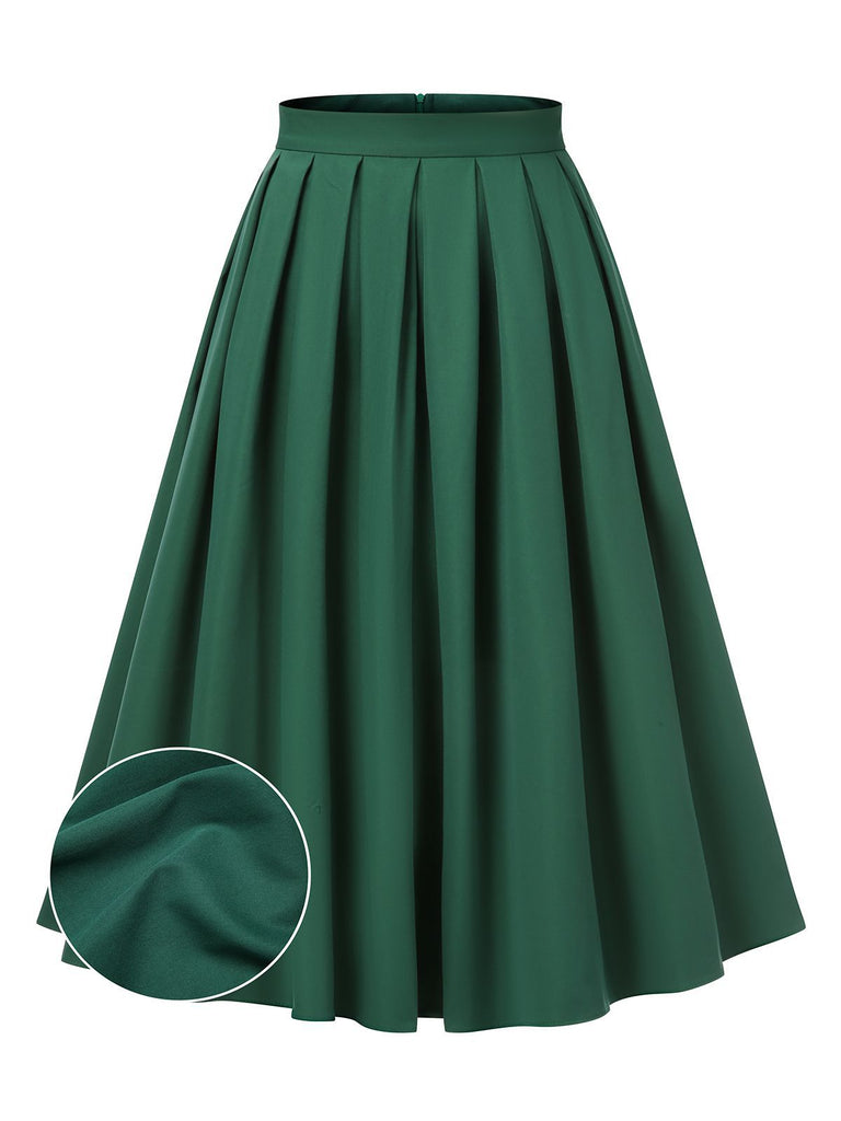 [Pre-sale] Green 1950s Solid Pleated Skirts