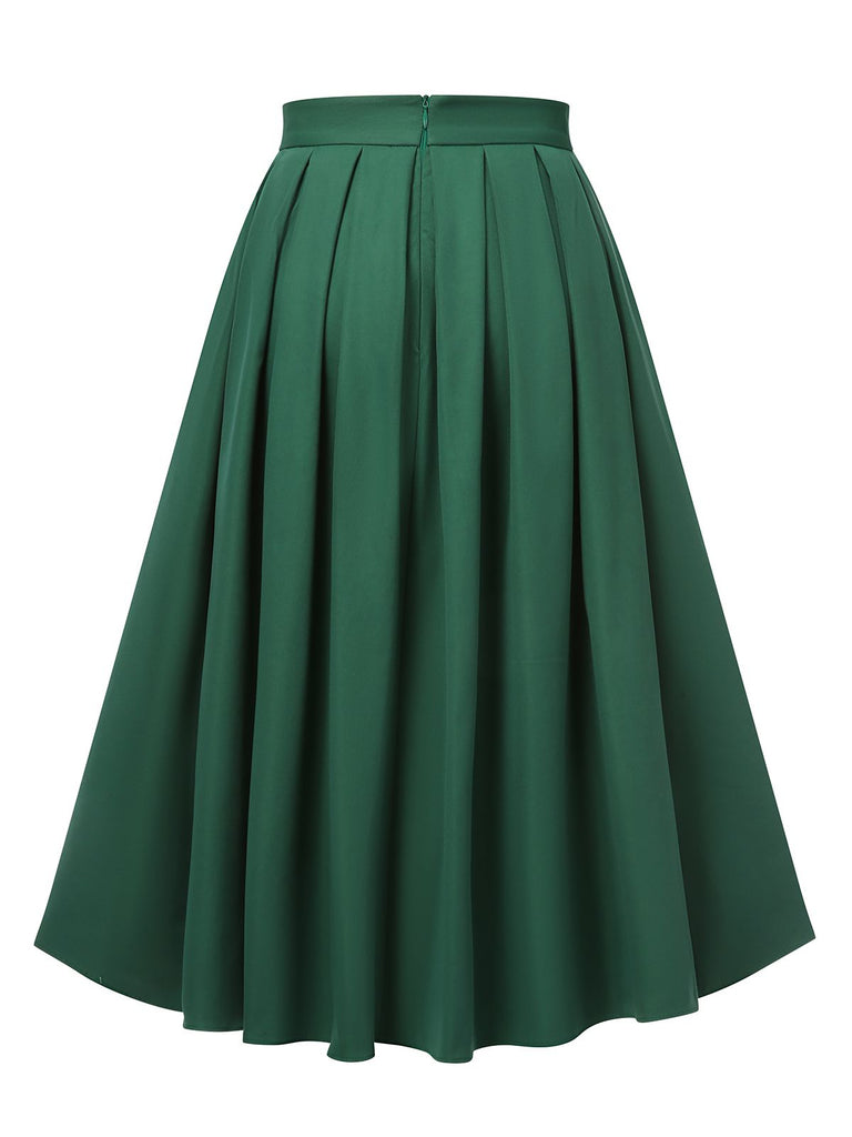 [Pre-sale] Green 1950s Solid Pleated Skirts