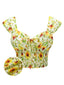 Yellow Sunflower Sweetheart Collar Crop Top