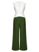 [Pre-Sale] White & Dark Green 1930s Back Bow Jumpsuit