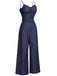 [Pre-sale] Navy Blue 1930s Cowboy Solid Strap Jumpsuit