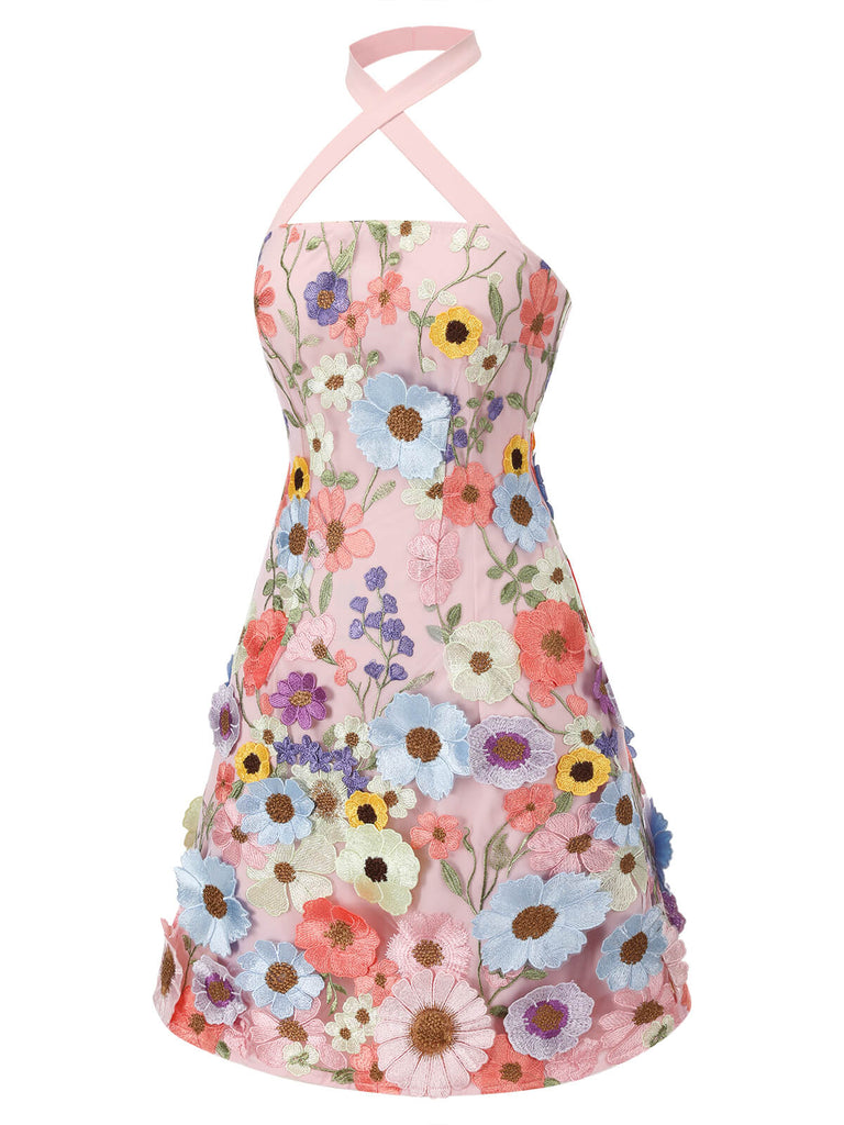 [Pre-Sale] Pale Pink 1960s 3D Flower Mini Dress