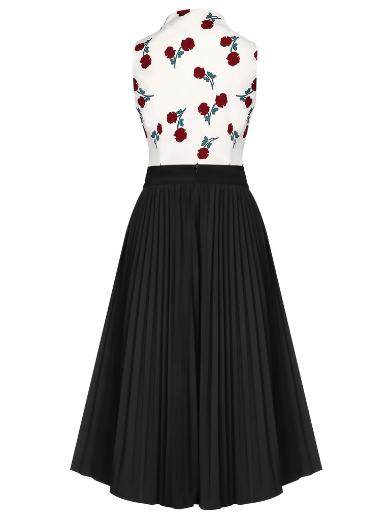 [Pre-Sale] 2PCS 1950s White Roses Top & Black Skirt