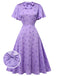 [Pre-Sale] Purple 1930s Solid Butterfly Round Neck Dress