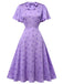 [Pre-Sale] Purple 1930s Solid Butterfly Round Neck Dress