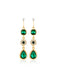 Vintage Green Gemstone Emerald Dangle Earrings