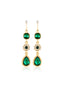 Vintage Green Gemstone Emerald Dangle Earrings
