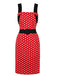 Red 1950s Polka Dot Patchwork Dress