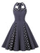 1950s Checkerboard Patchwork Halter Swing Dress