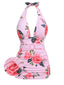 [Pre-sale] [Plus Size] Pink 1930s Roses Halter Belt Swimsuit