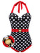 [Pre-Sale] Black & Red 1950s Dots Halter Swimsuit