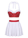 [Pre-Sale] White & Red 1950s Polka Dots Patchwork Swimsuit