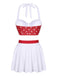 [Pre-Sale] White & Red 1950s Polka Dots Patchwork Swimsuit