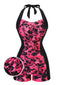 [Pre-Sale] Black & Pink 1950s Floral Halter Swimsuit