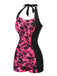 [Pre-Sale] Black & Pink 1950s Floral Halter Swimsuit